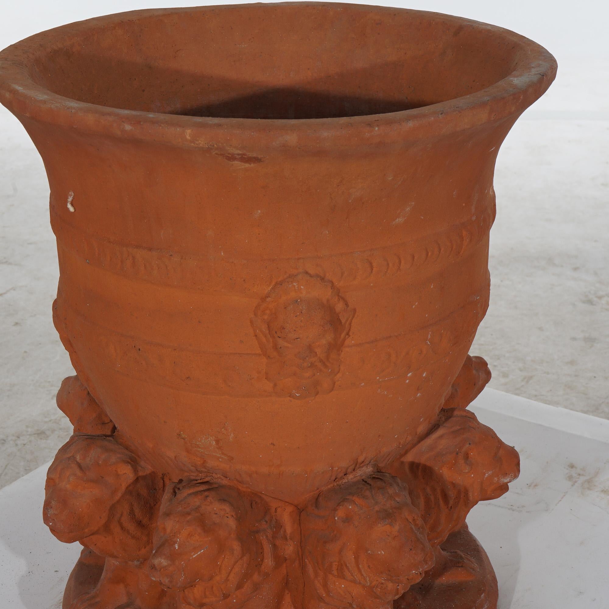 Classical Terracotta Pottery Figural Urn with Lions 20th C For Sale 2