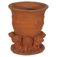 Classical Terracotta Pottery Figural Urn with Lions 20th C