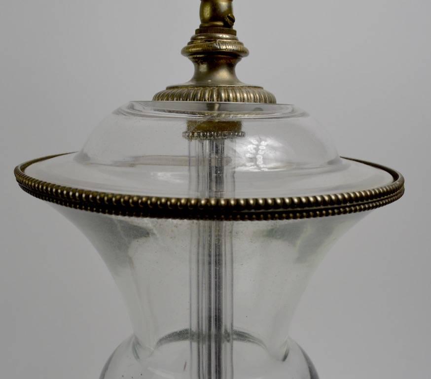 Hollywood Regency Classical Urn Form Glass Table Lamp after Baccarat For Sale