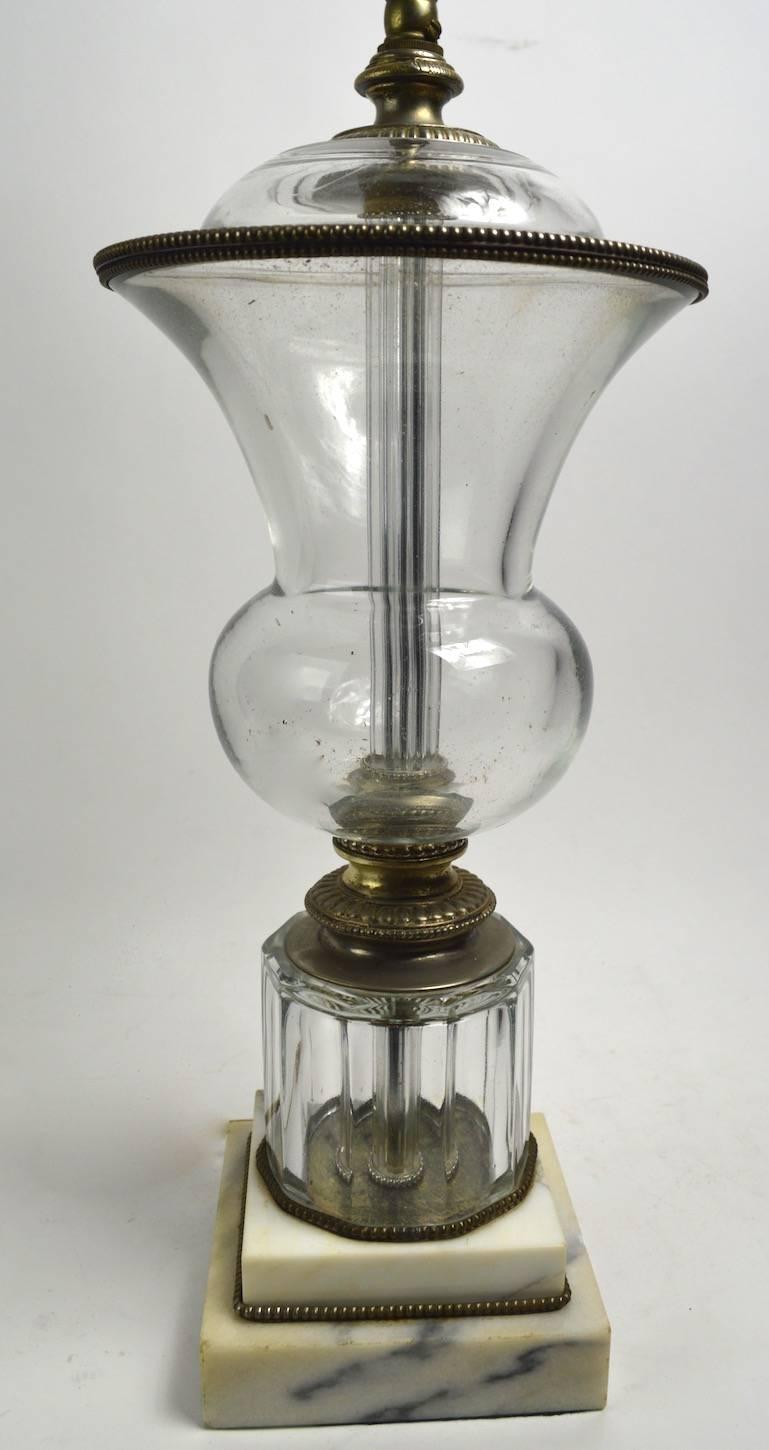 Classical Urn Form Glass Table Lamp after Baccarat For Sale 3