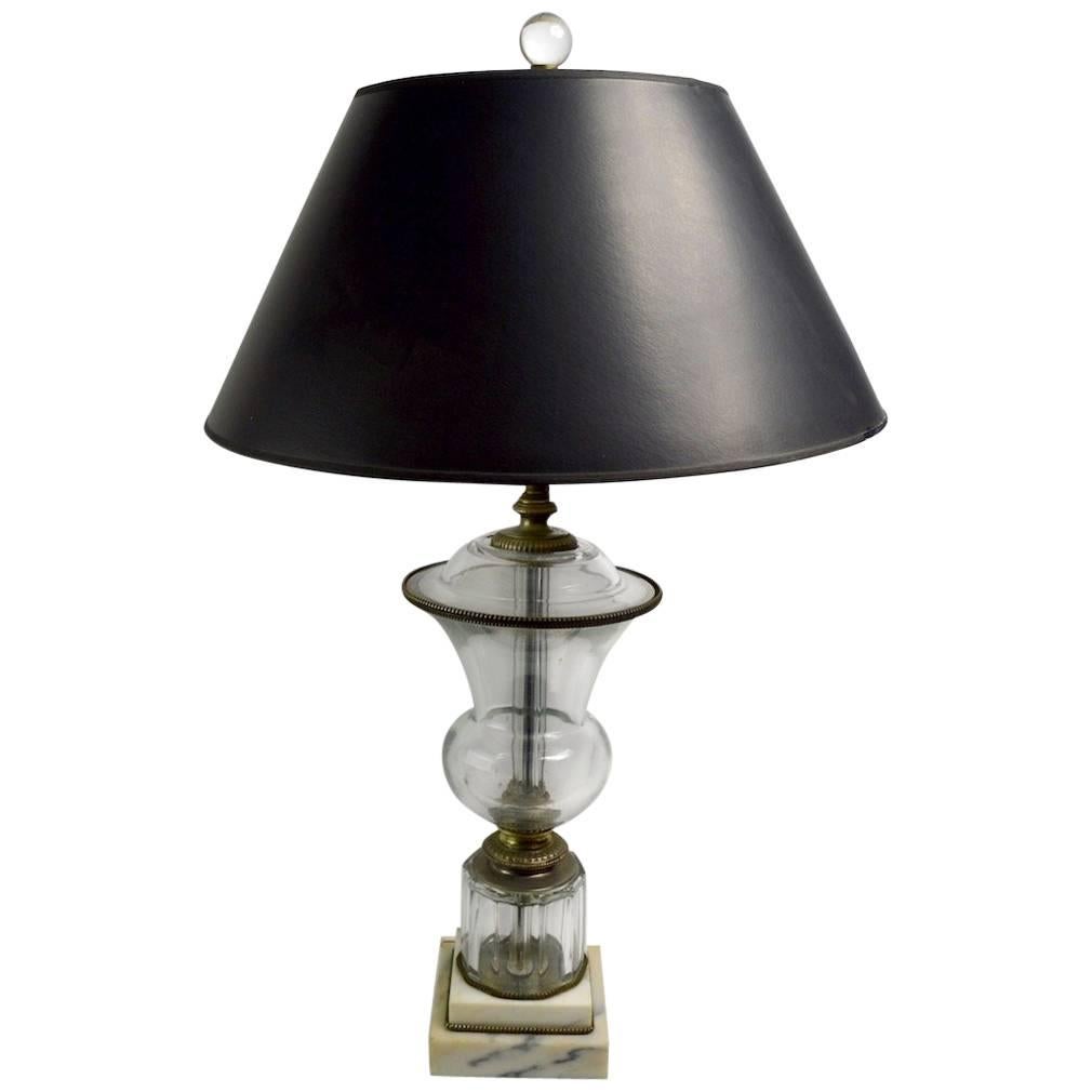 Classical Urn Form Glass Table Lamp after Baccarat For Sale