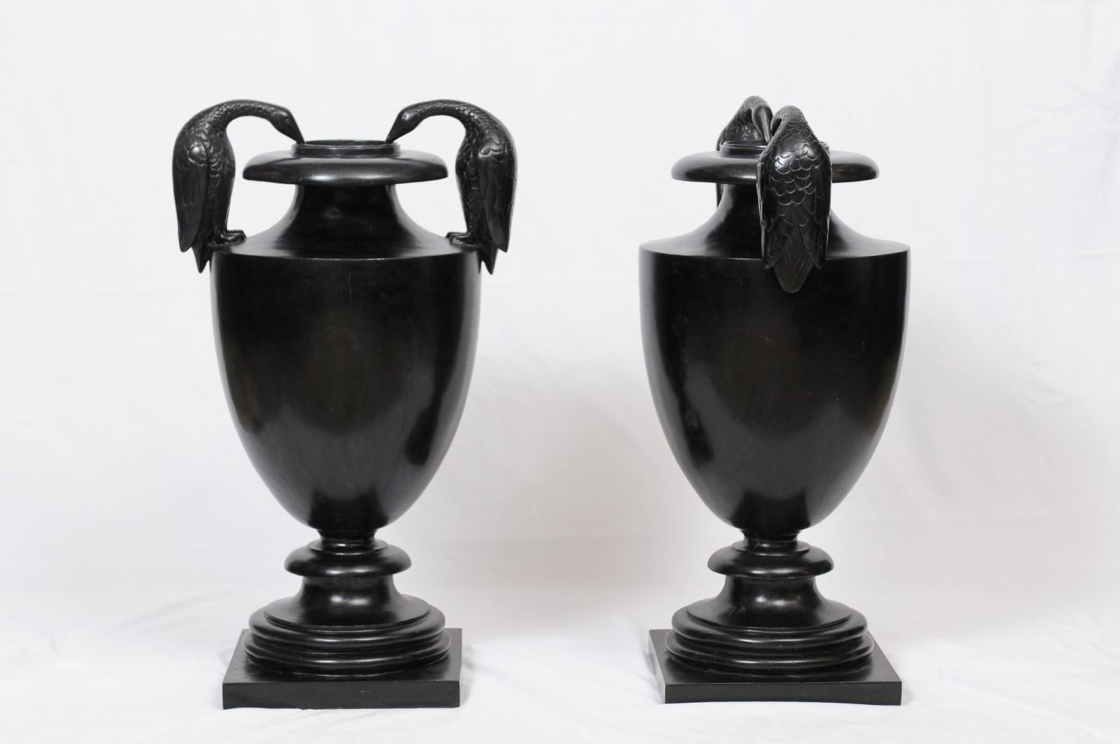 Classical Urn with Cormorant Handles Cast in Black Wax Stone 5