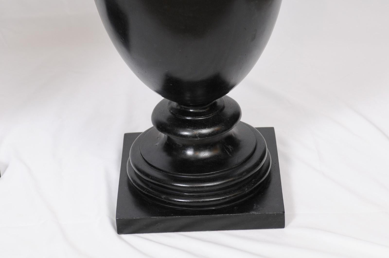 Classical Urn with Cormorant Handles Cast in Black Wax Stone 1
