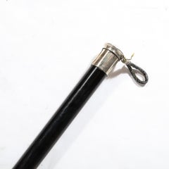 Classical Walking Stick in Ebonized Walnut & Sterling Pommel w/ Heraldic Crest