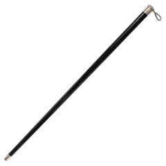 Classical Walking Stick in Ebonized Walnut & Sterling Pommel w/ Heraldic Crest