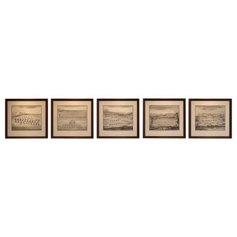 Classical Warfare & Naval Battles, Set of 5 Antique Engravings, France c.1720