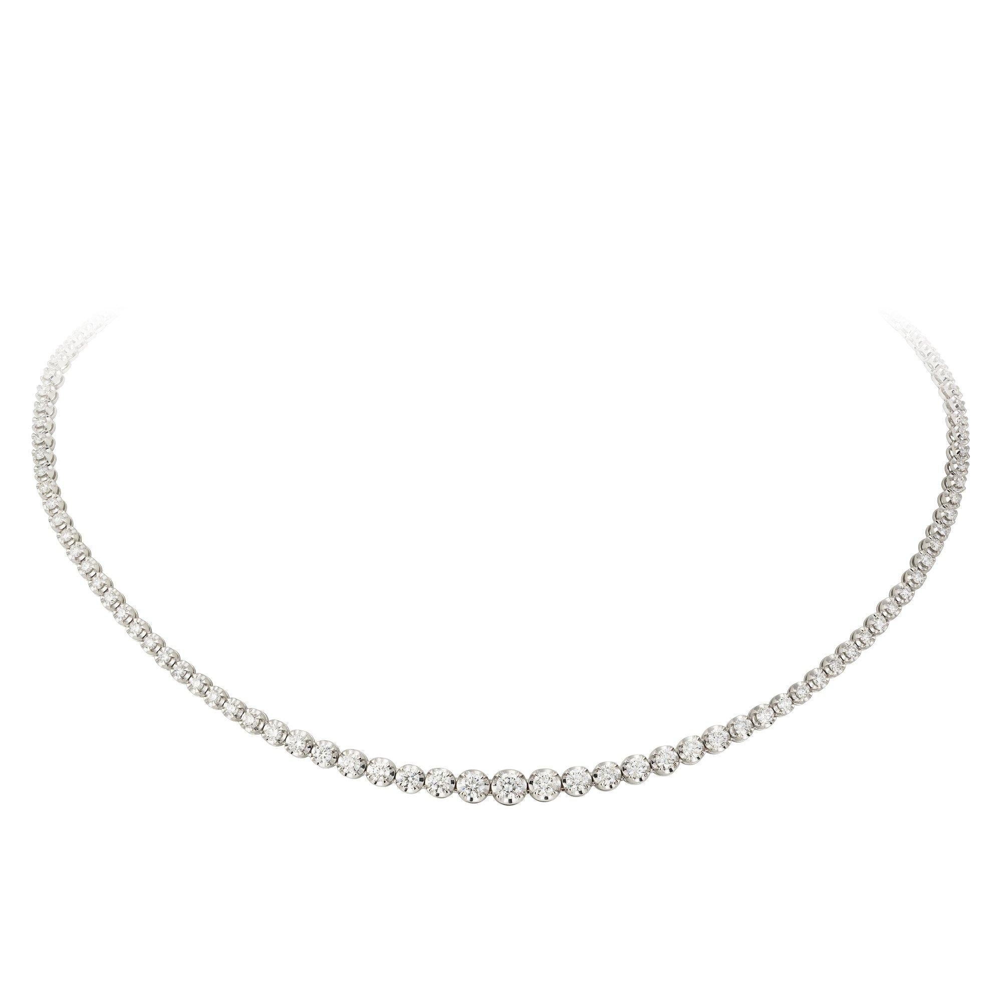 Collar Clásico de Diamantes Blancos de Oro Blanco de 18k Estilo Graduación para Ella Corte redondo en venta