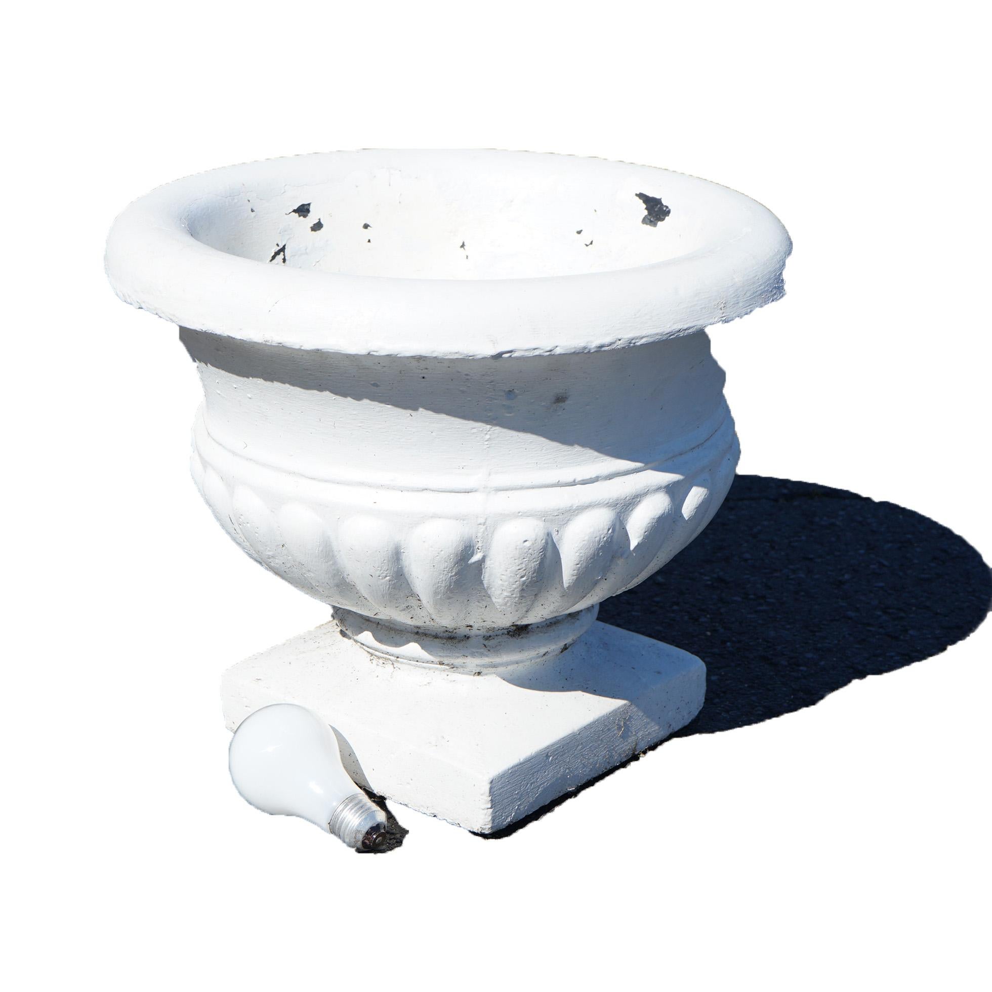 Classical White Painted  Cast Hard Stone Garden Urn with Melon Bowl 20th C In Good Condition In Big Flats, NY