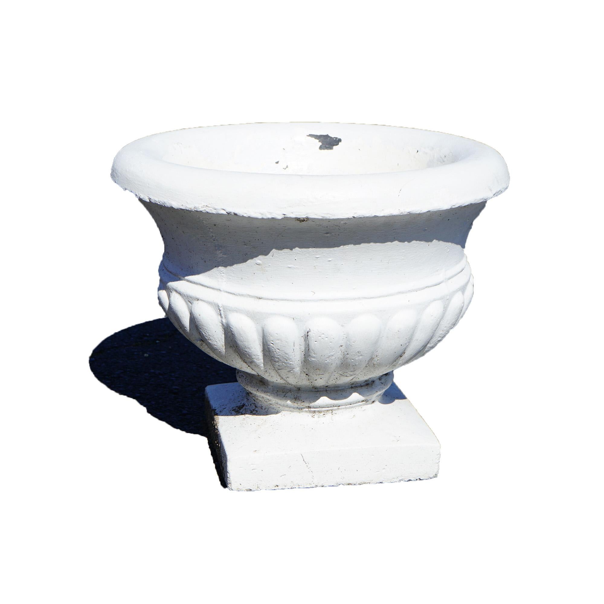 20th Century Classical White Painted  Cast Hard Stone Garden Urn with Melon Bowl 20th C