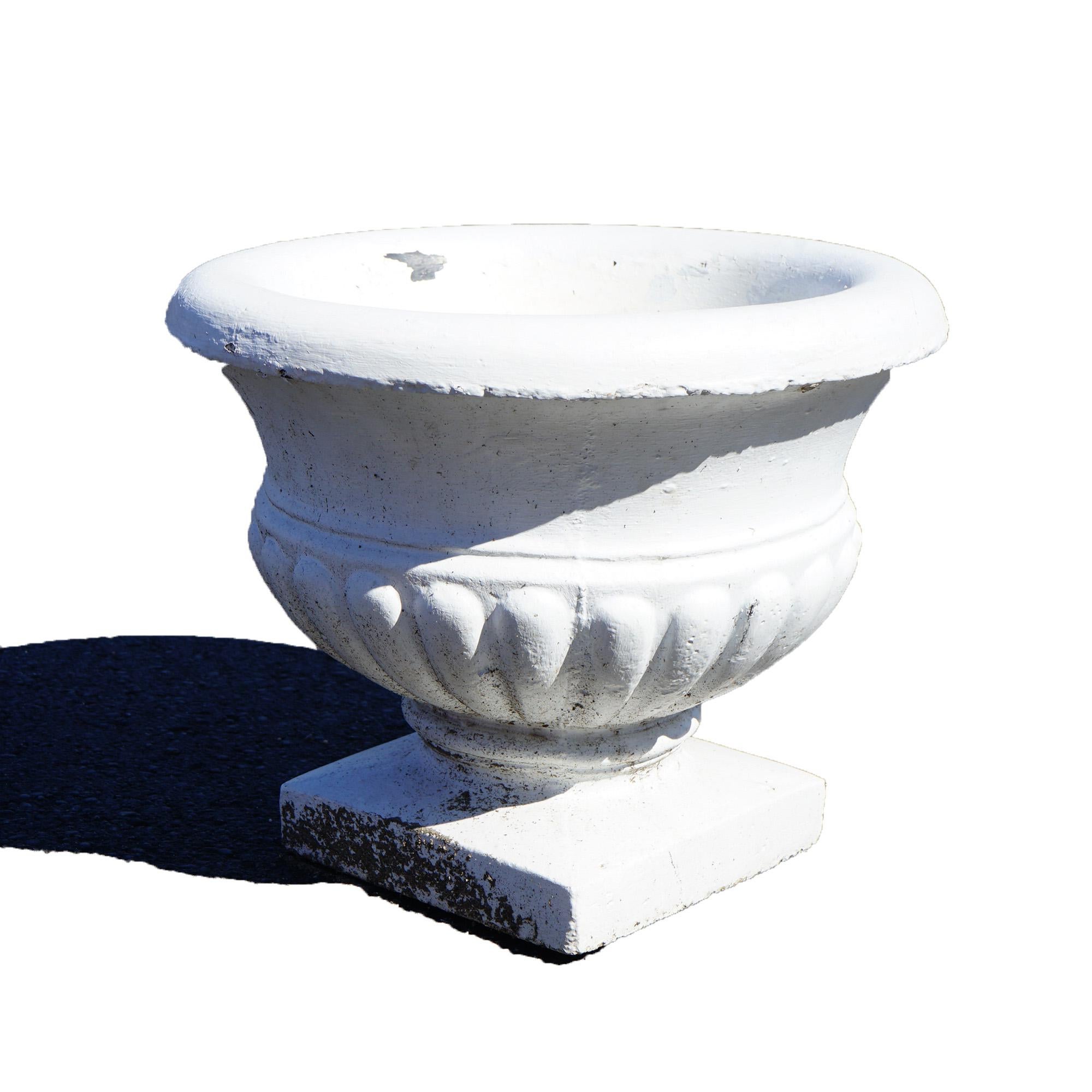 Cast Stone Classical White Painted  Cast Hard Stone Garden Urn with Melon Bowl 20th C