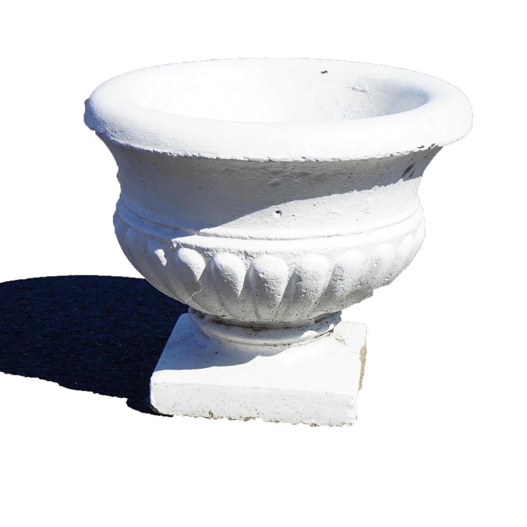 Classical White Painted  Cast Hard Stone Garden Urn with Melon Bowl 20th C 1