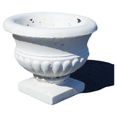 Classical White Painted  Cast Hard Stone Garden Urn with Melon Bowl 20th C
