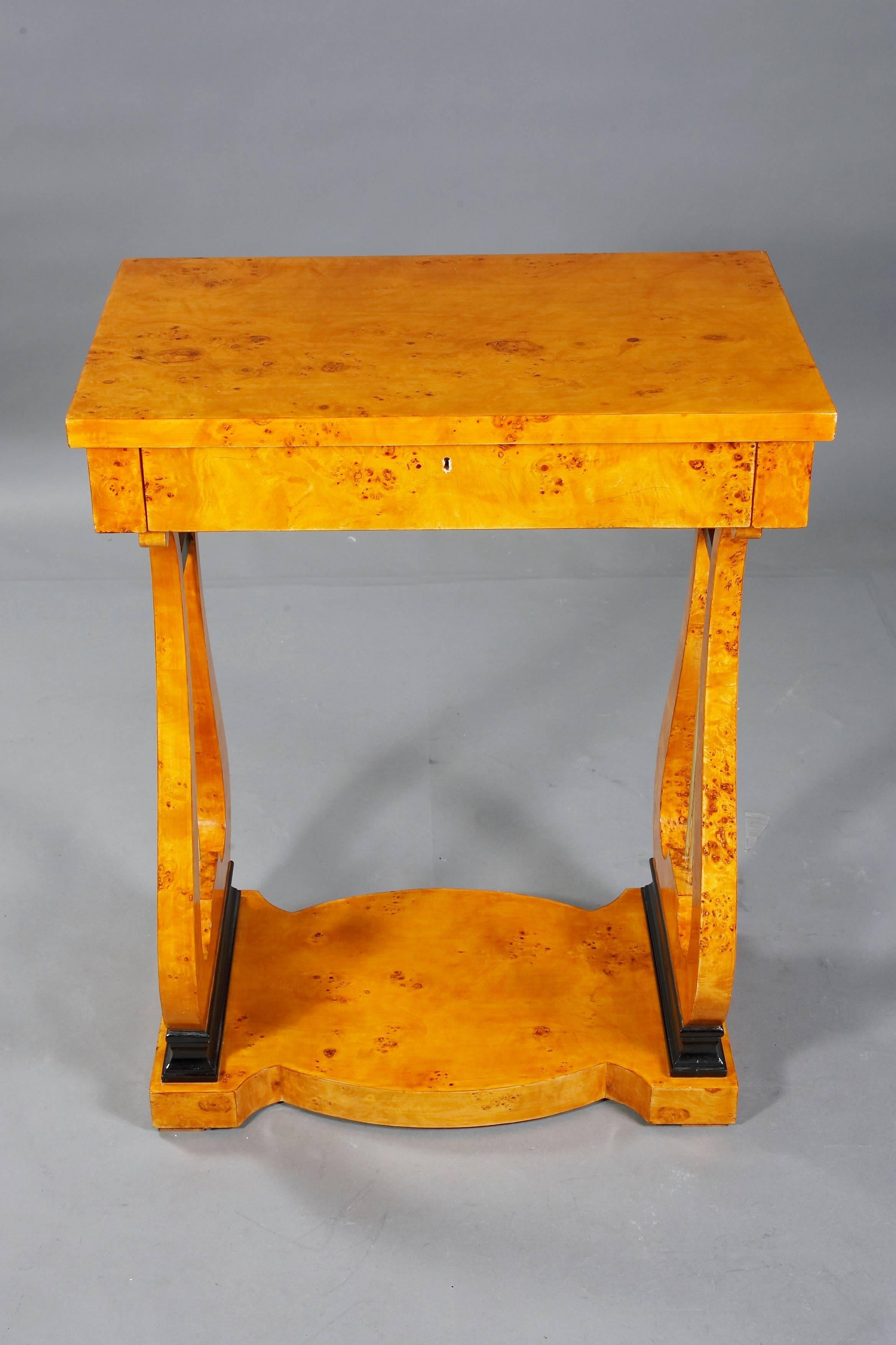 20th Century Classical Work Table in antique Vienna Biedermeier Style Birdseye maple veneer