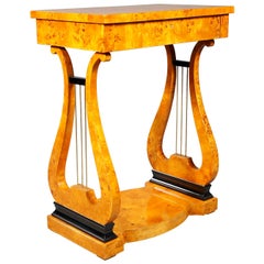 Classical Work Table in antique Vienna Biedermeier Style Birdseye maple veneer