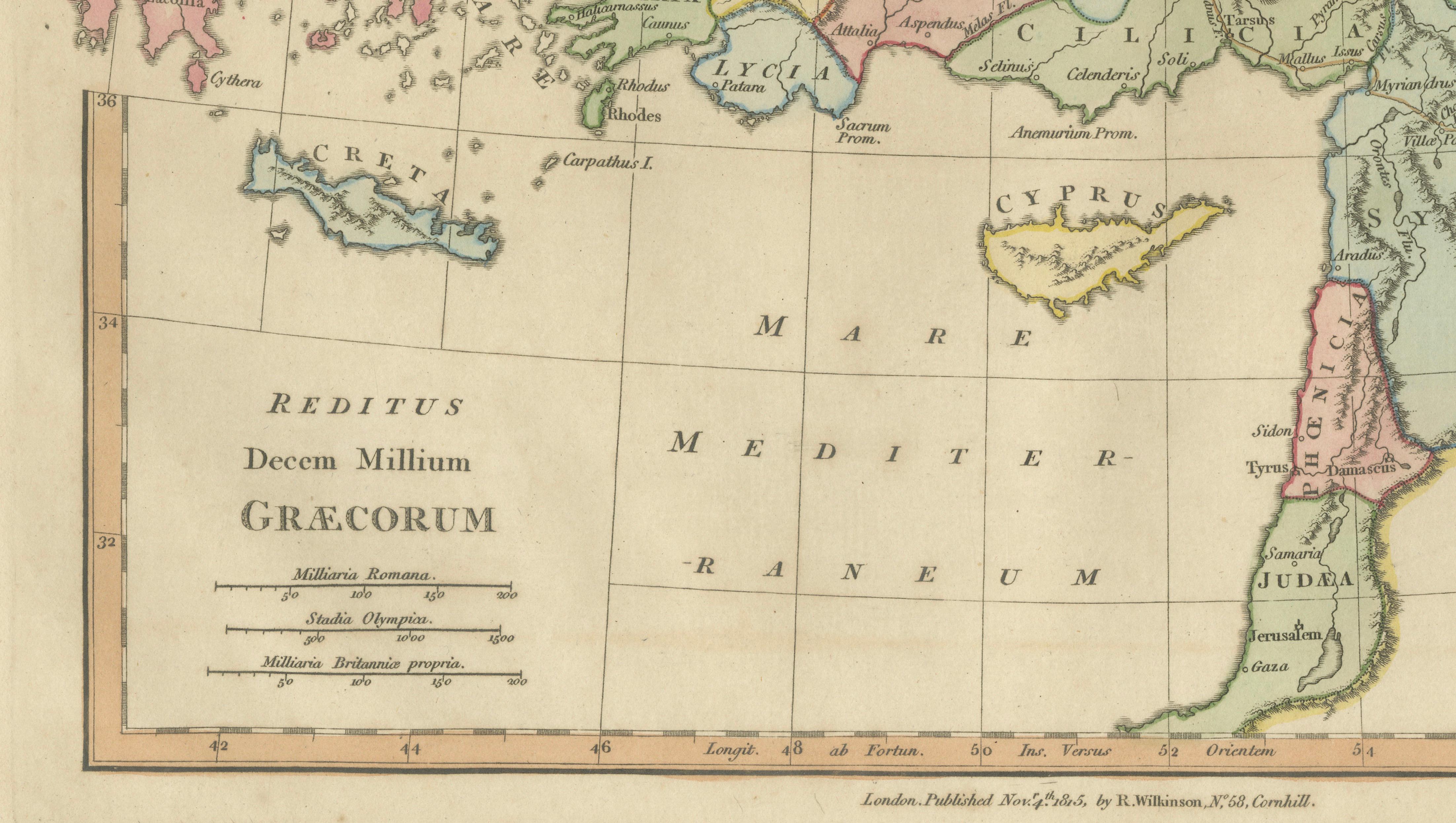 Classical World Map of Greece, Asia Minor & Levant, Wilkinson Atlas 1817
