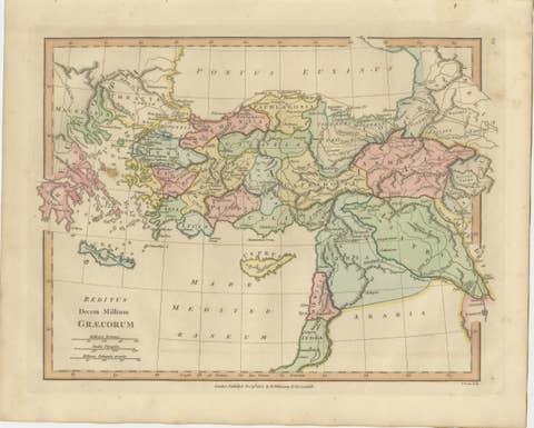 Classical World Map of Greece, Asia Minor & Levant, Wilkinson Atlas 1817