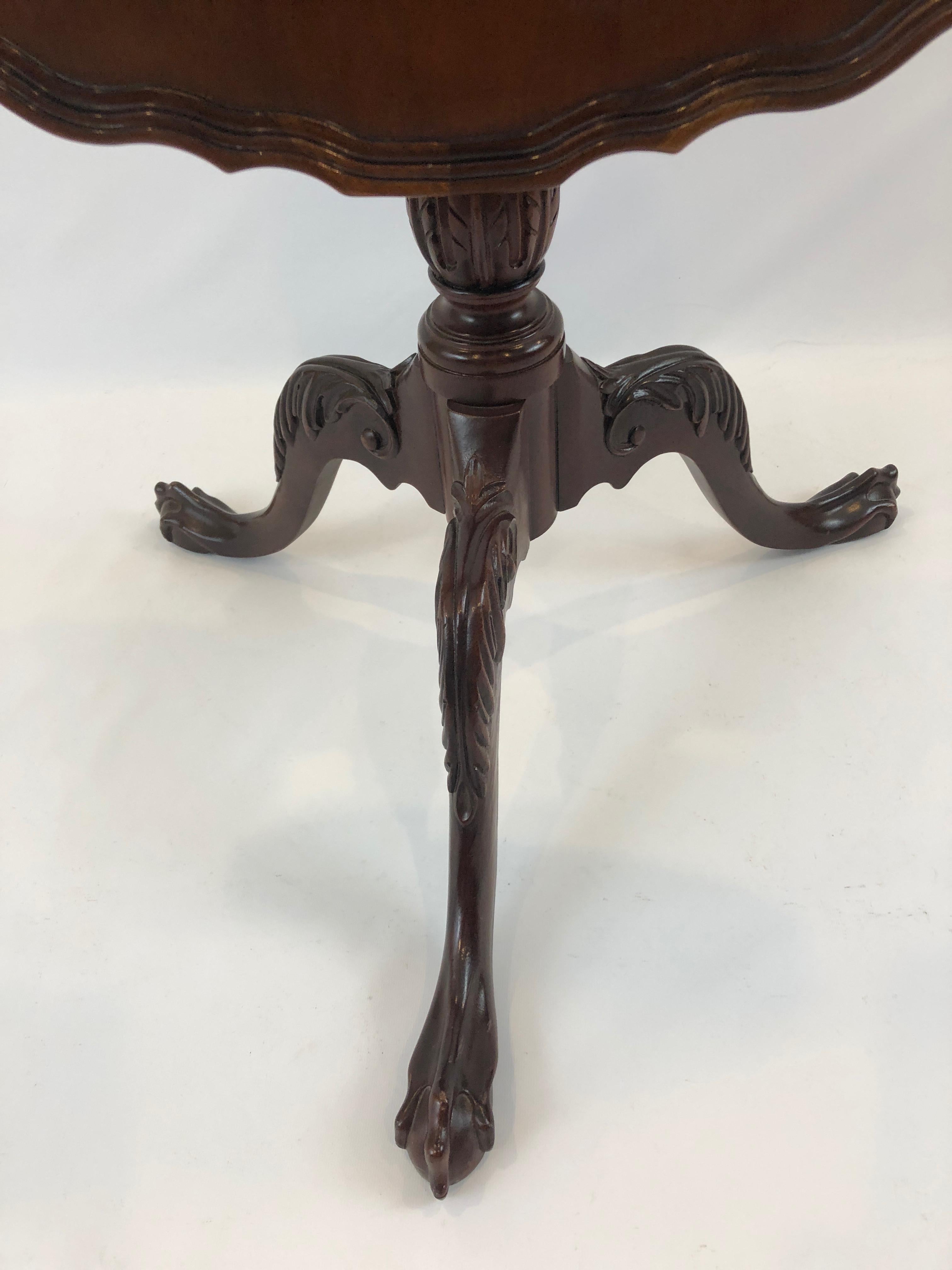 Classically Beautiful Tilt-Top Round Mahogany Side Table by Baker For Sale 1