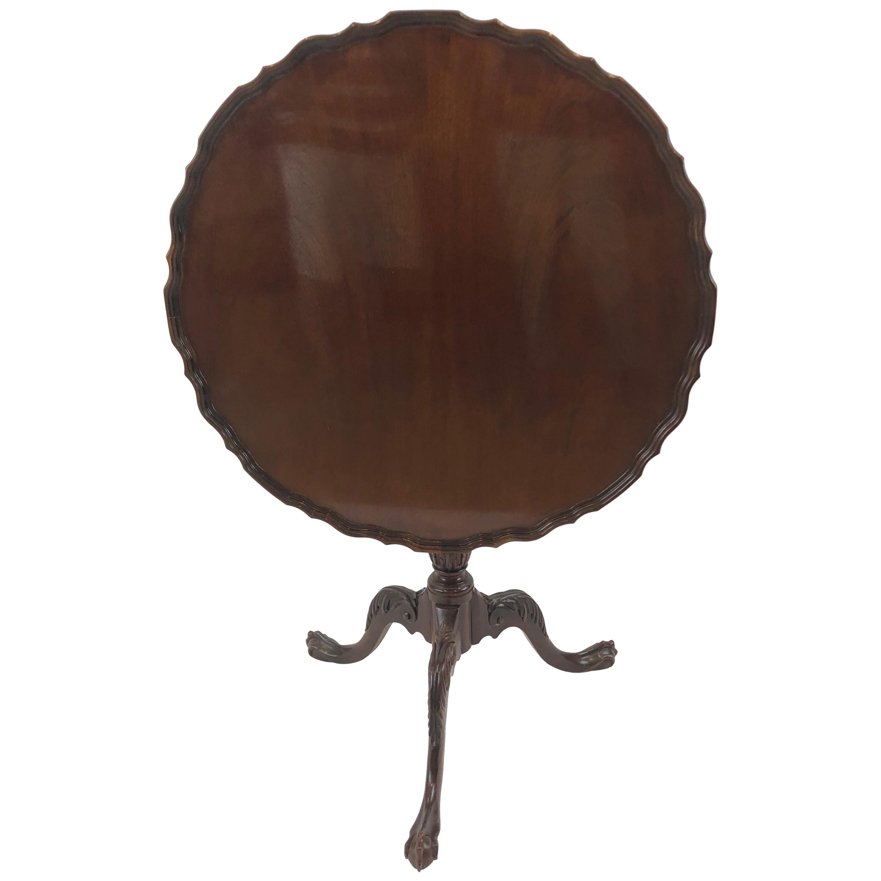 Classically Beautiful Tilt-Top Round Mahogany Side Table by Baker For Sale