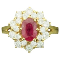 Used Classically Designed Ruby and Diamond Ring in 18k Yellow Gold