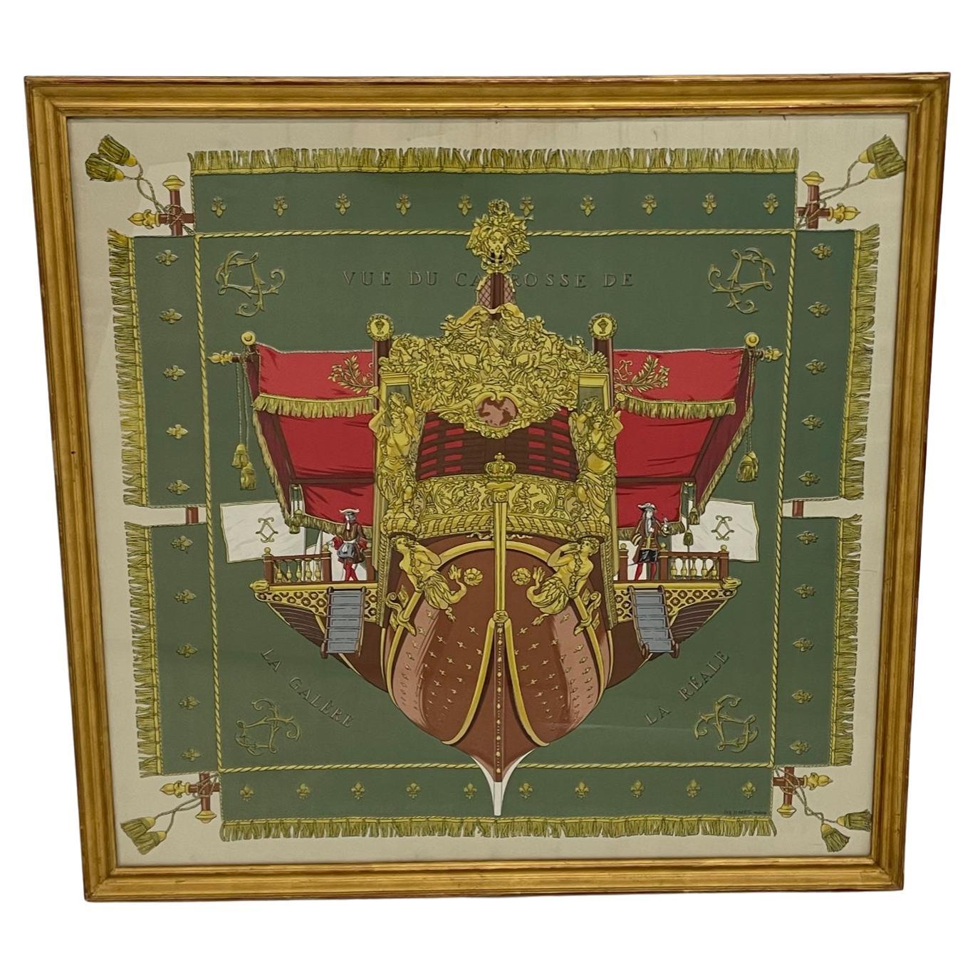 Classically Elegant Large Framed Hermes Scarf Wall Art