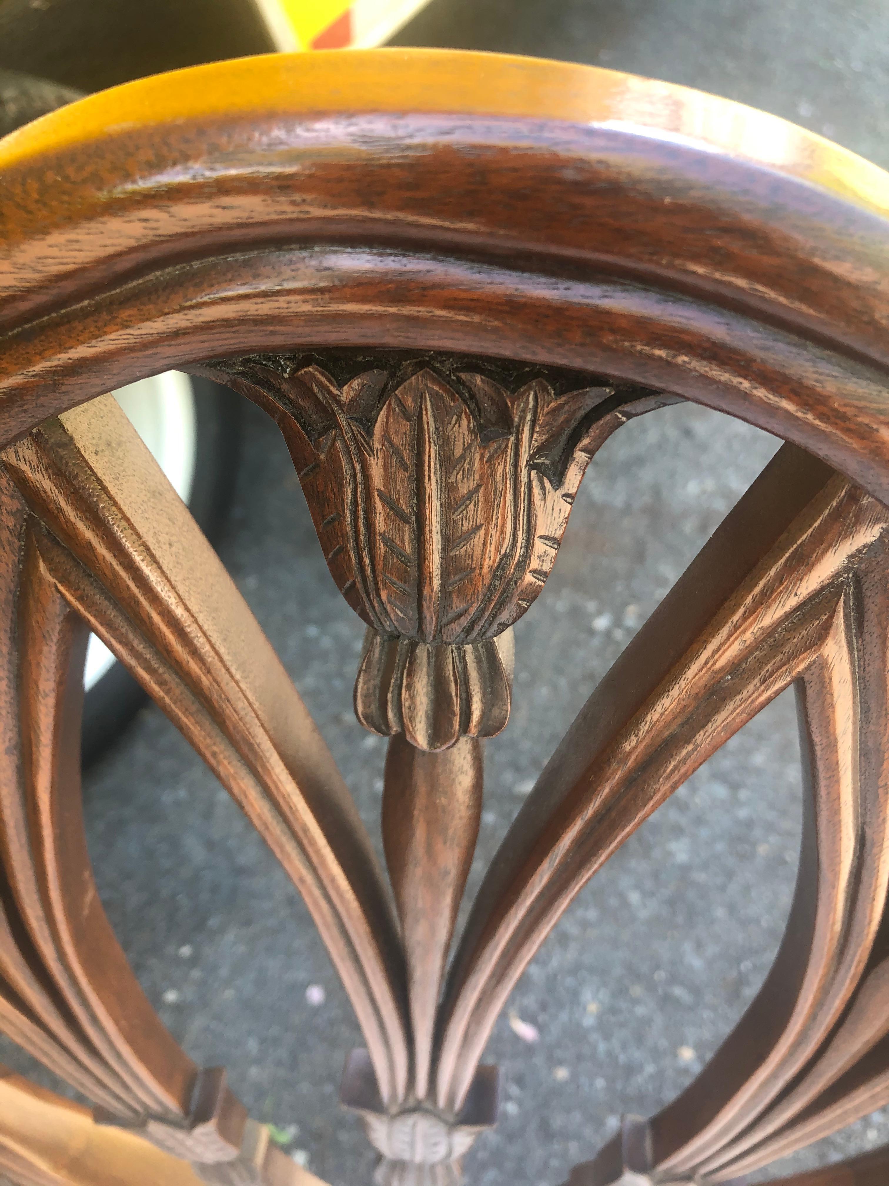 Classically Elegant Set of 10 Hand Crafted Mahogany Shield Back Dining Chairs For Sale 10