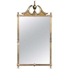 Classically-Inspired Chippendale Style Brass Mirror with Broken Arch Pediment