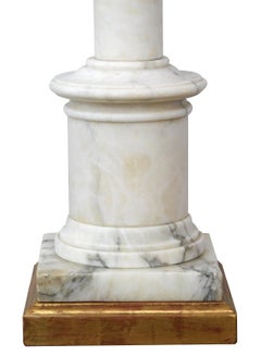 Classically-Inspired Italian 1950's Carrara Marble Columnar Lamp