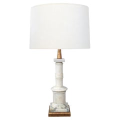 Classically-inspired Italian 1950's Carrara Marble Columnar Lamp