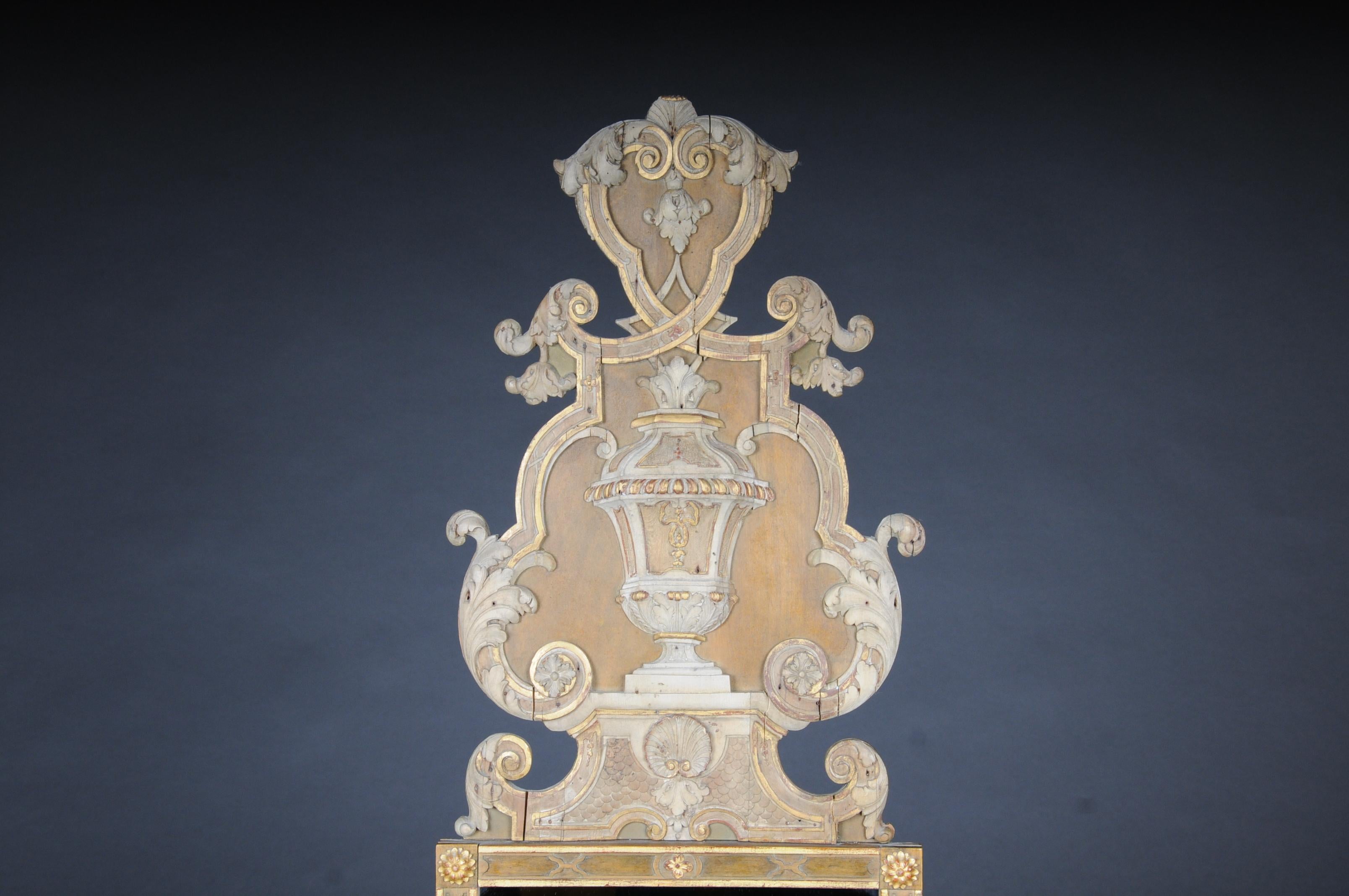 German Classicism Wall Mirror, Colored 19th Century For Sale