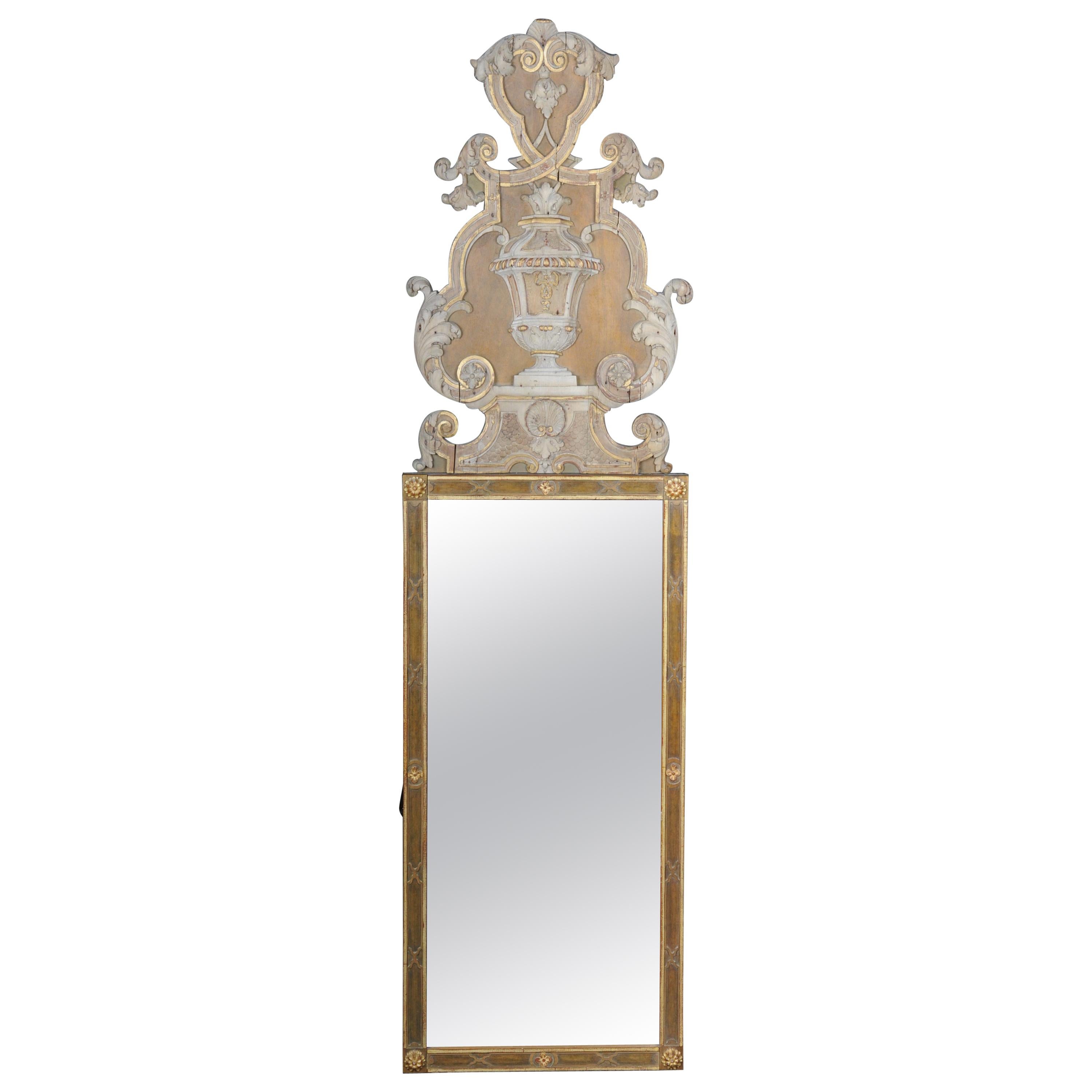 Classicism Wall Mirror, Colored 19th Century For Sale