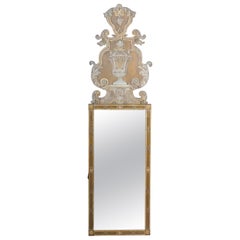 Antique Classicism Wall Mirror, Colored 19th Century