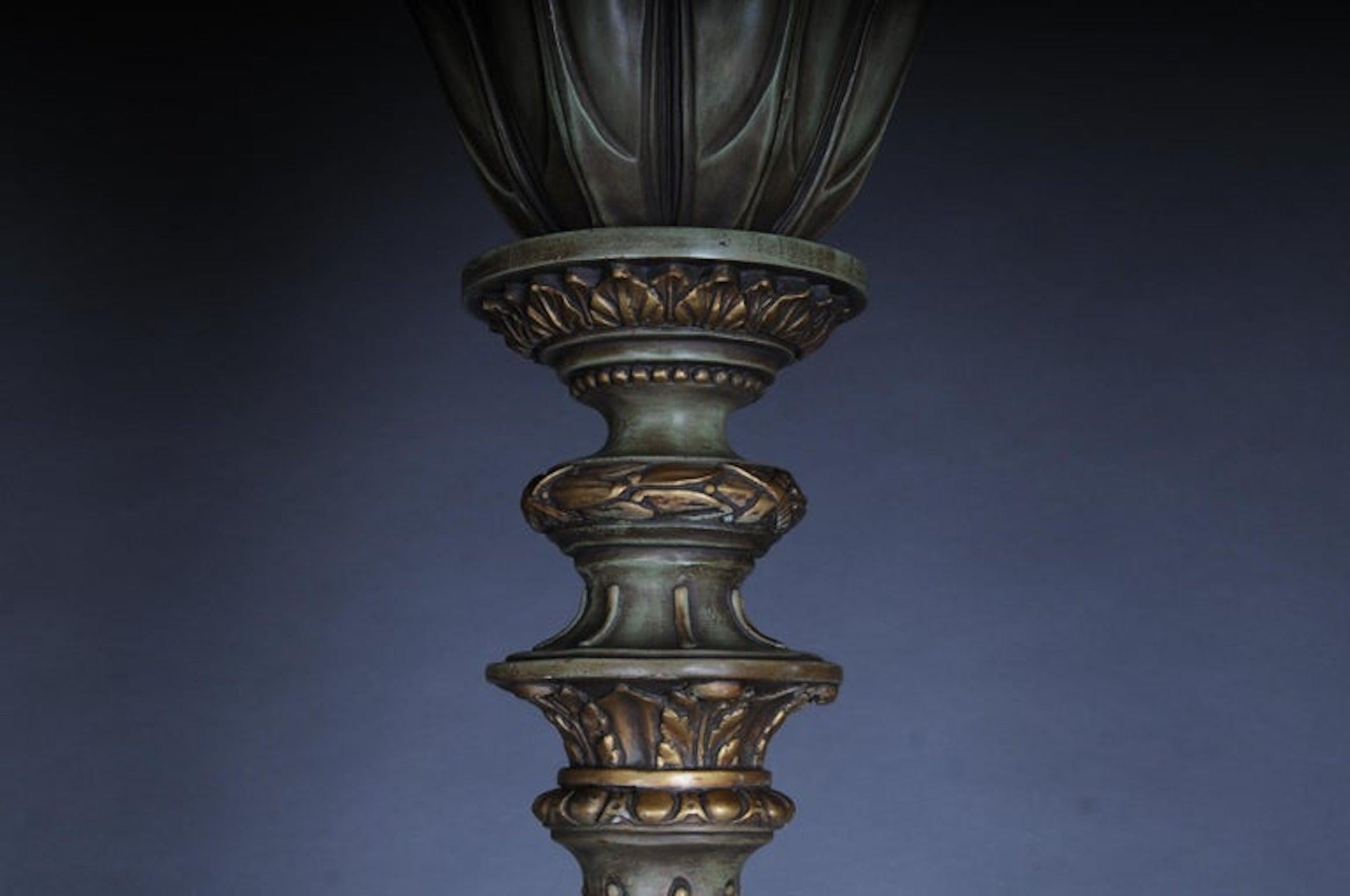 Carved Classicist Free-Standing Chandelier/Floor Lamp, 20th Century, Karl Lagerfeld For Sale
