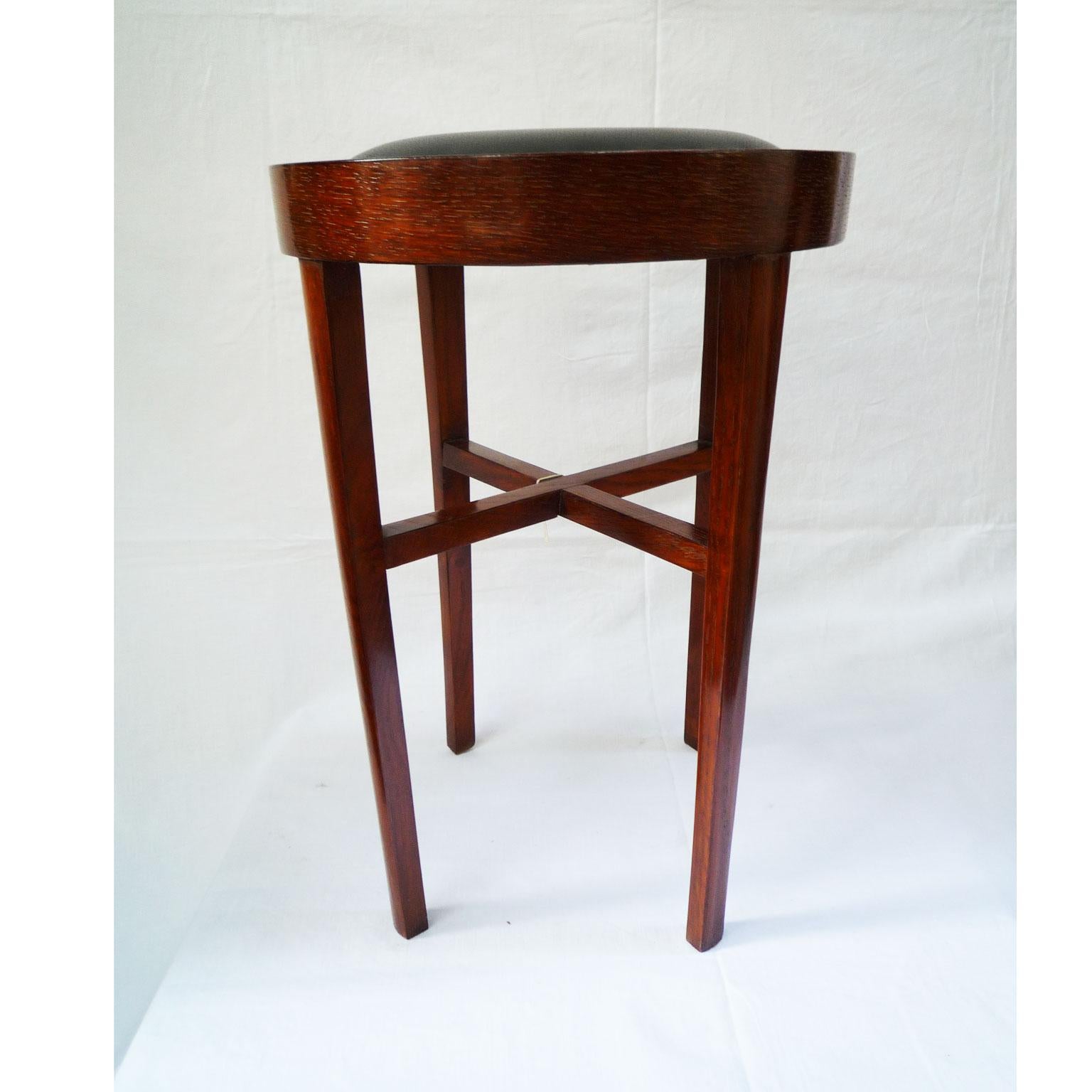 Classicist Stool with Leather Upholstery 1