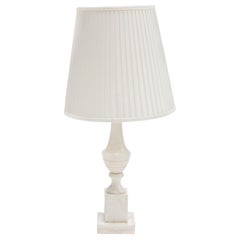 Retro Classicist Style, Big Table Lamp, Snow-White Alabaster