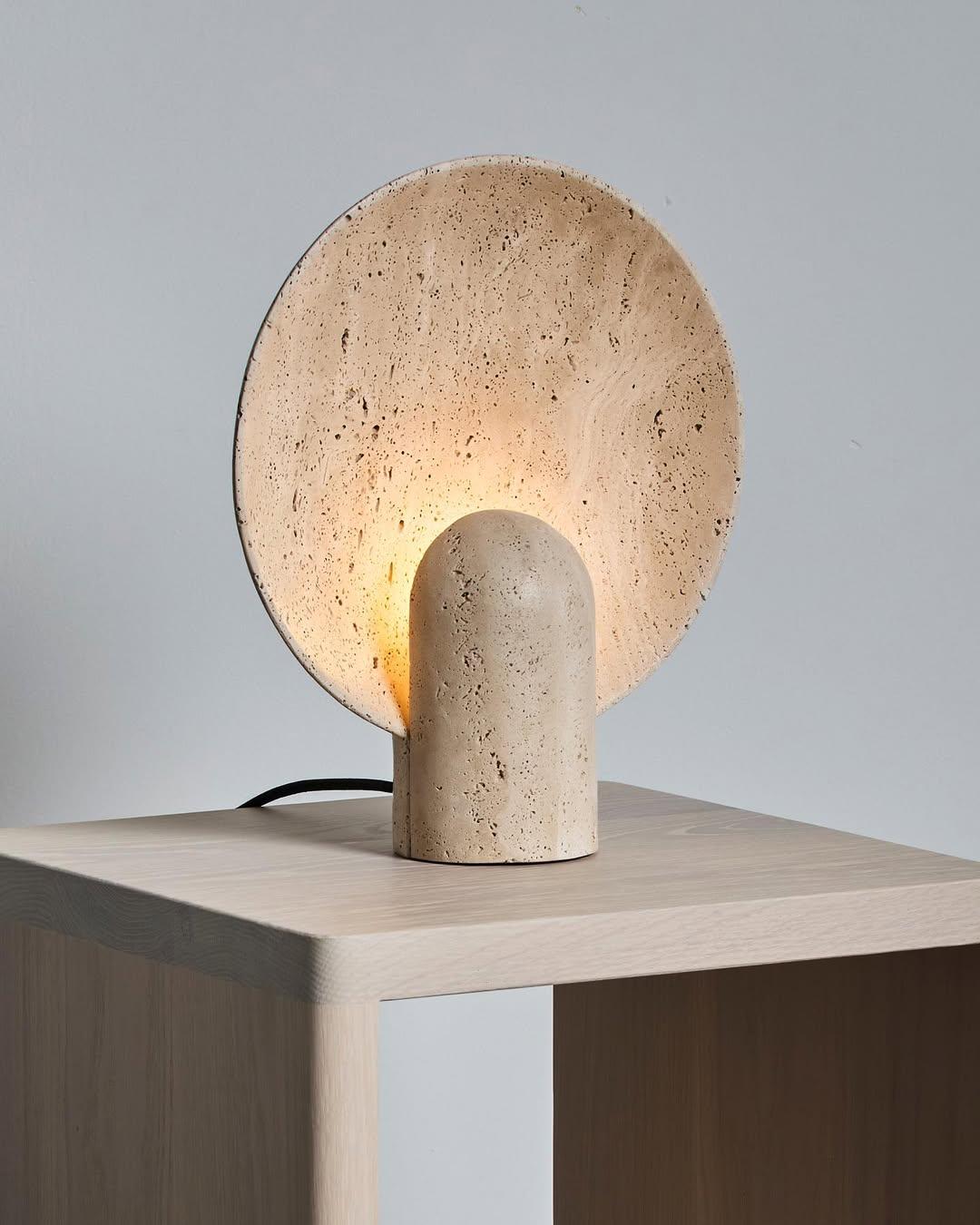 Marble Contemporary Light Beige Travertine Surface Sconce by Henry Wilson For Sale