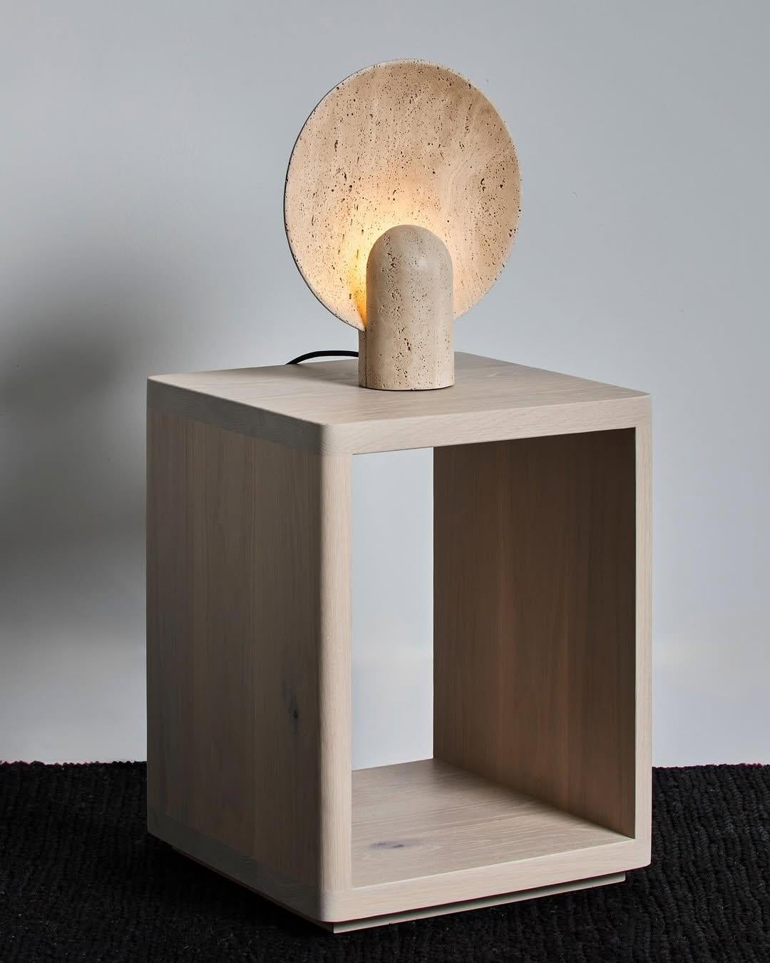 Contemporary Light Beige Travertine Surface Sconce by Henry Wilson For Sale 1