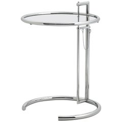 Klassischer verstellbarer ClassiCon-Tisch E 1027 aus Chrom und Kristall von Eileen Gray