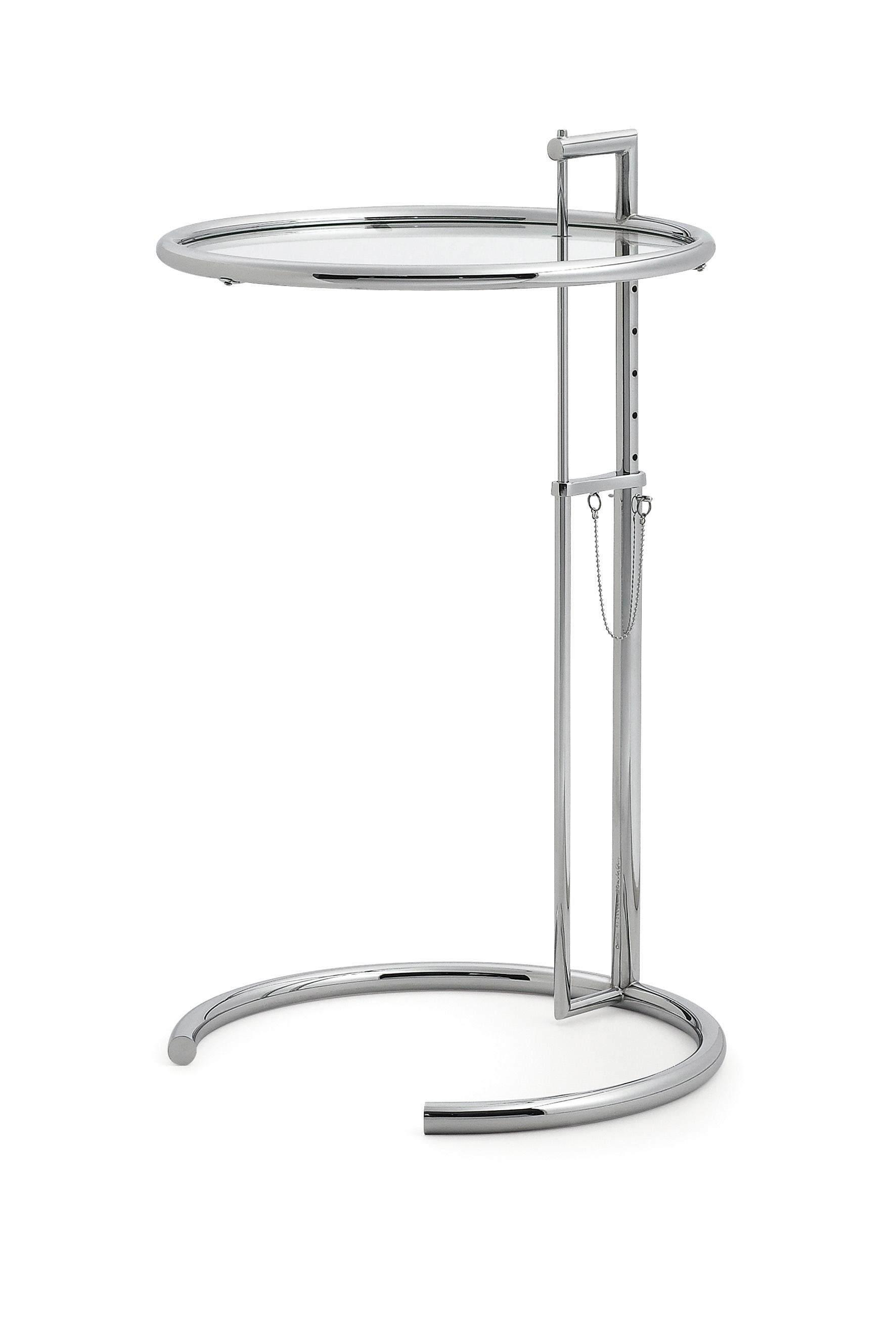 Klassischer verstellbarer ClassiCon-Tisch E 1027 aus Chrom und Kristall von Eileen Gray (Moderne) im Angebot