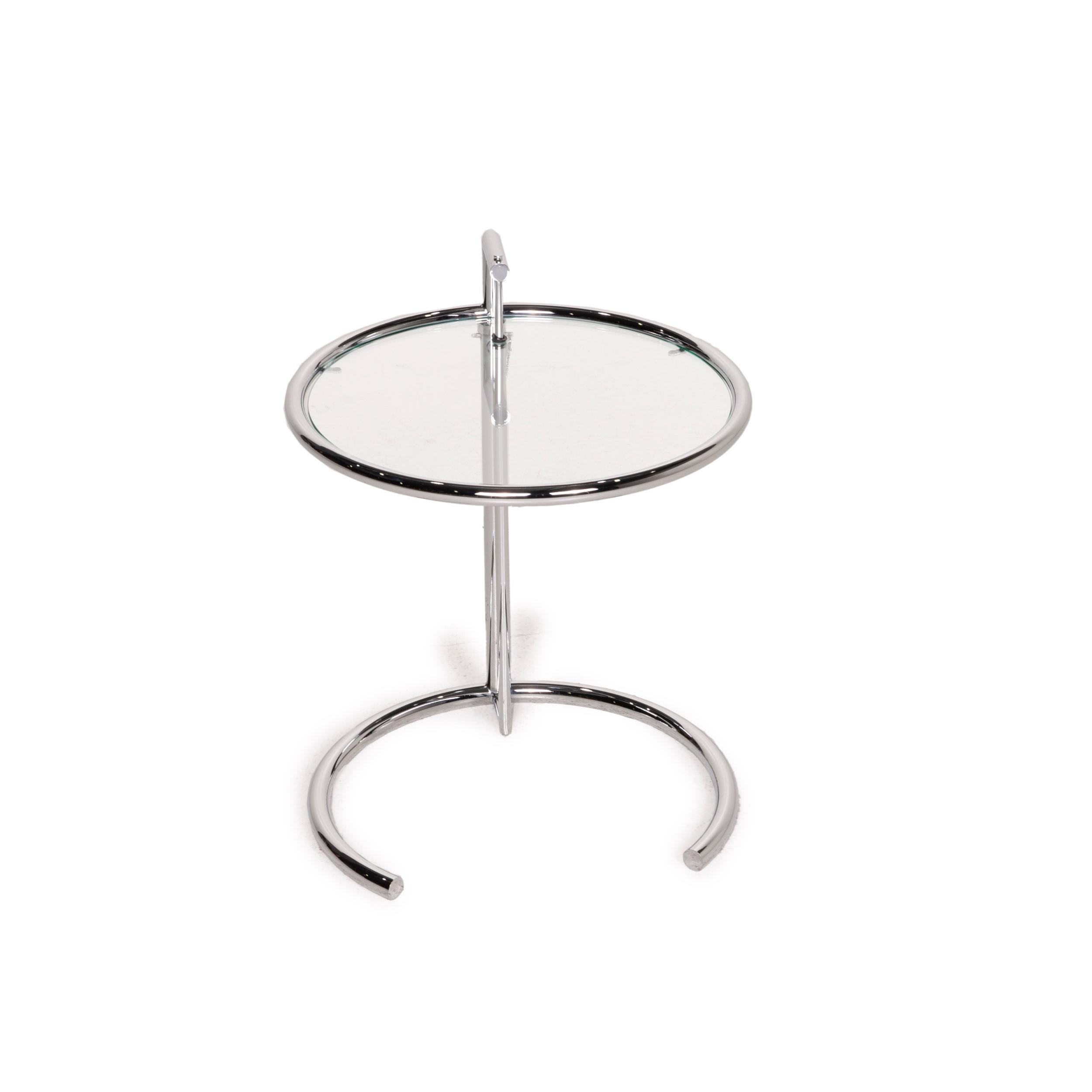 European ClassiCon Adjustable Table E1027 Glass Table Side Table Chrome by Eileen Gray