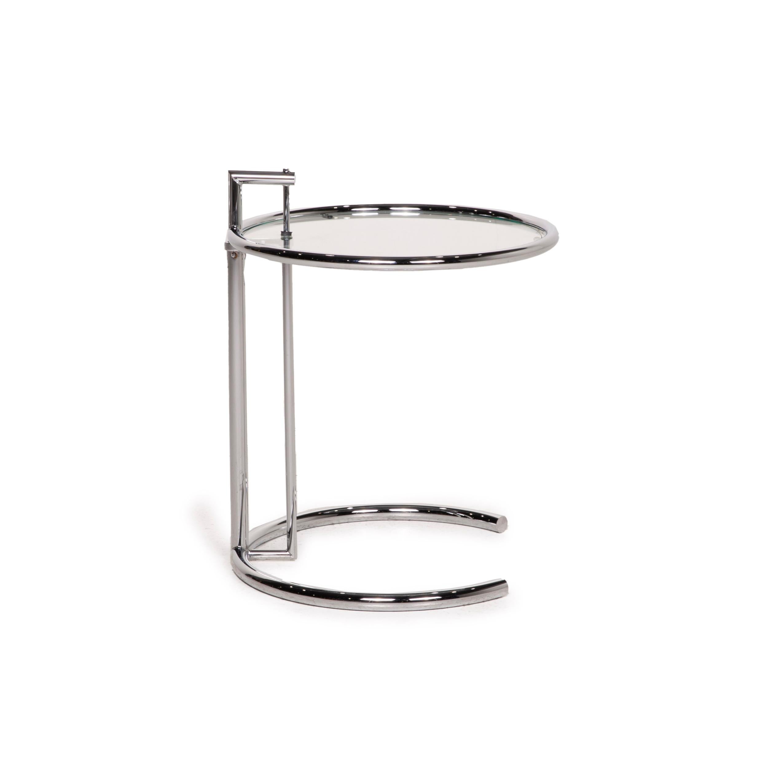 Contemporary ClassiCon Adjustable Table E1027 Glass Table Side Table Chrome by Eileen Gray