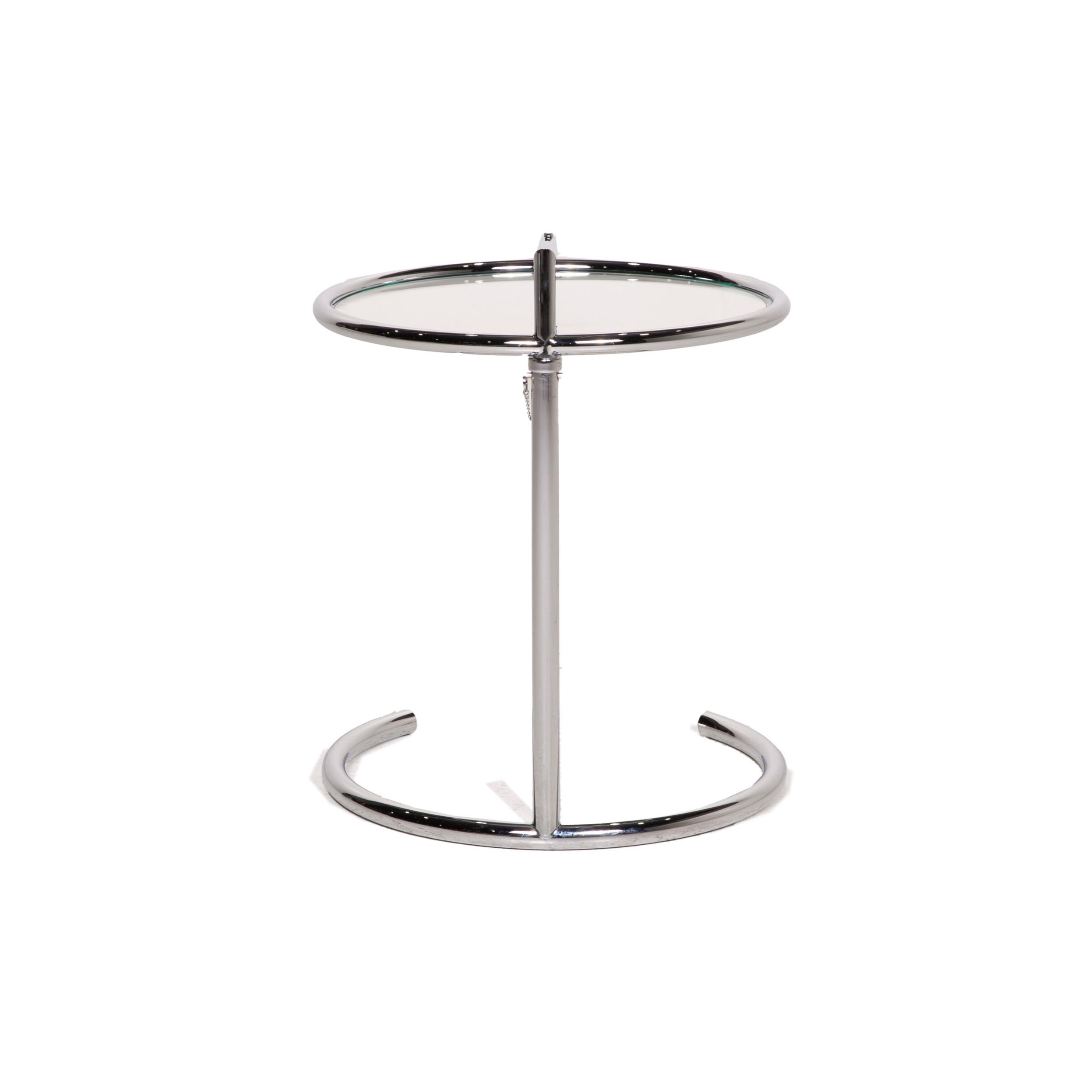 Metal ClassiCon Adjustable Table E1027 Glass Table Side Table Chrome by Eileen Gray
