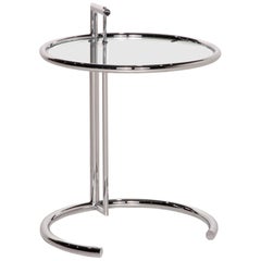ClassiCon Adjustable Table E1027 Glass Table Side Table Chrome by Eileen Gray