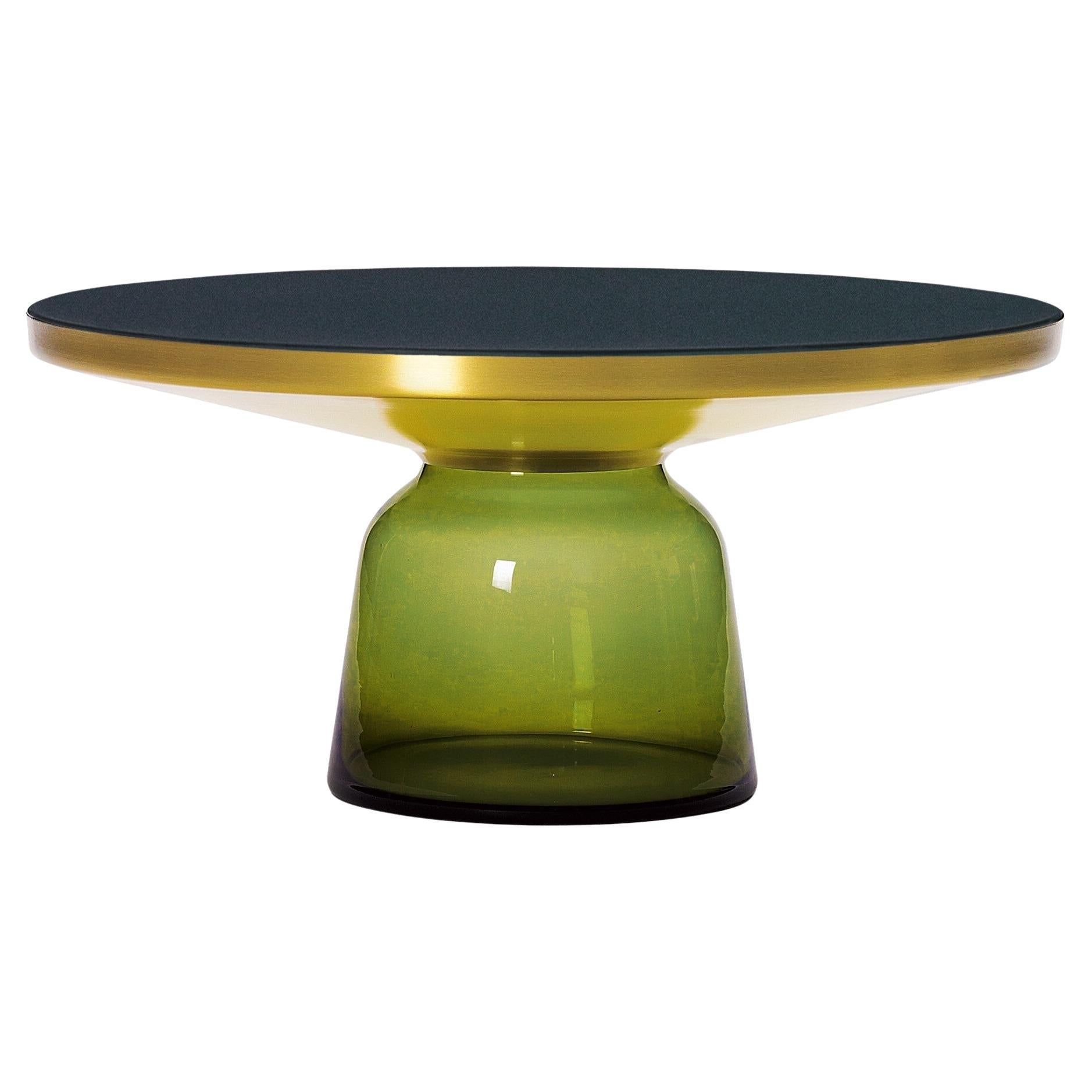 ClassiCon Bell Coffee Table by Sebastian Herkner, Olive Green Glass & Brass