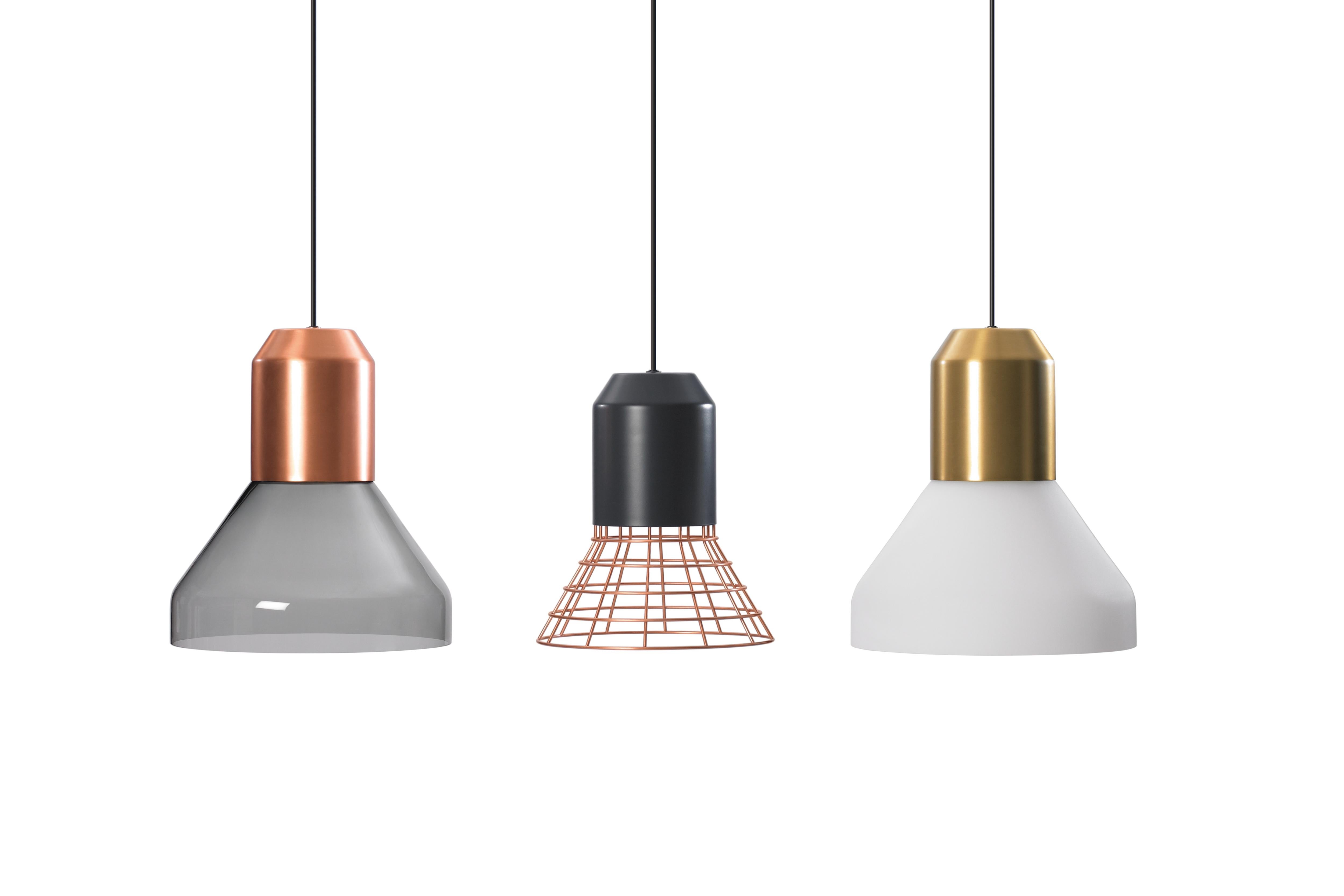 Modern ClassiCon Bell Light Pendant Lamp in Grey Copper Cage by Sebastian Herkner