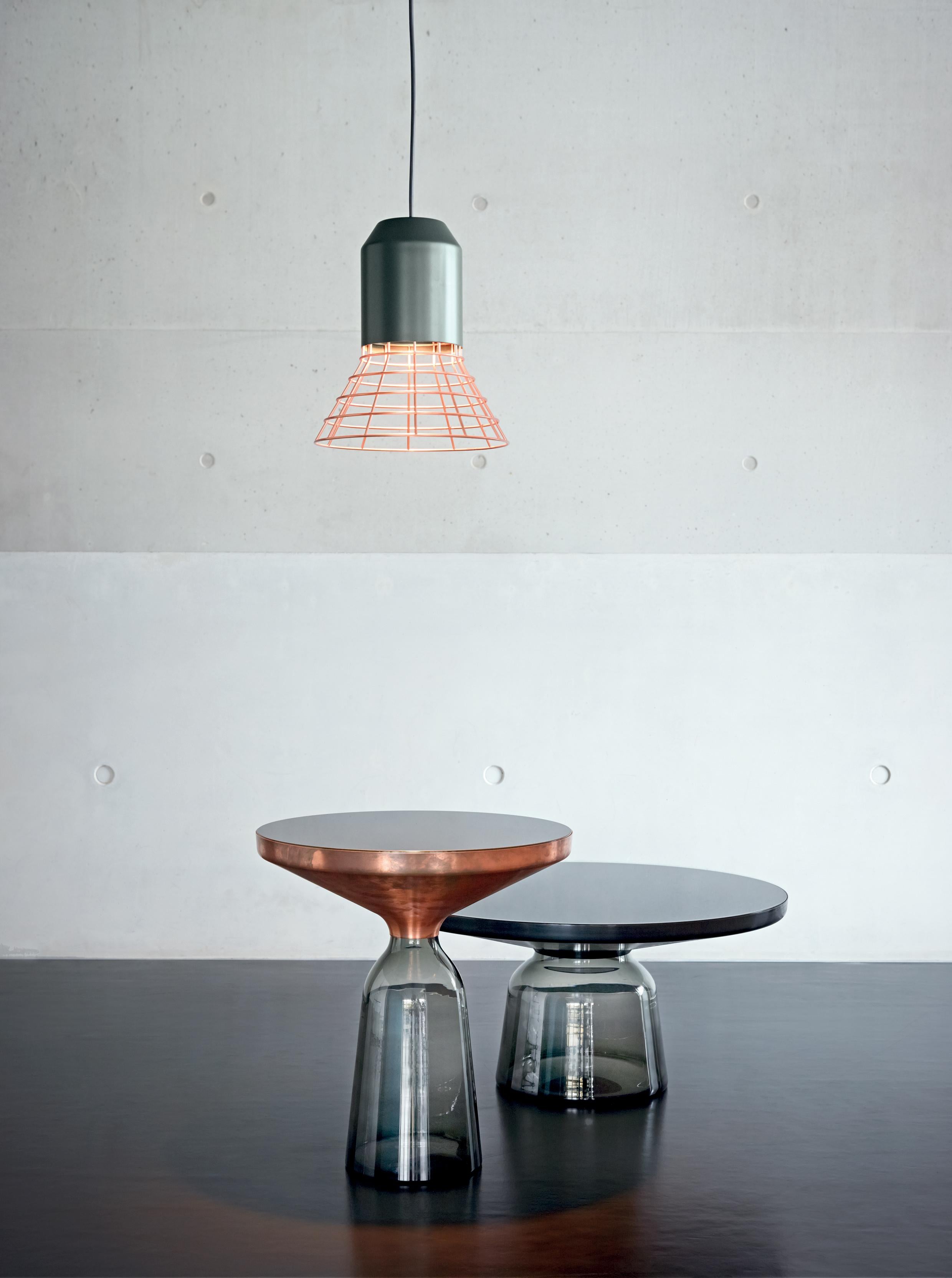 German ClassiCon Bell Light Pendant Lamp in Grey Copper Cage by Sebastian Herkner