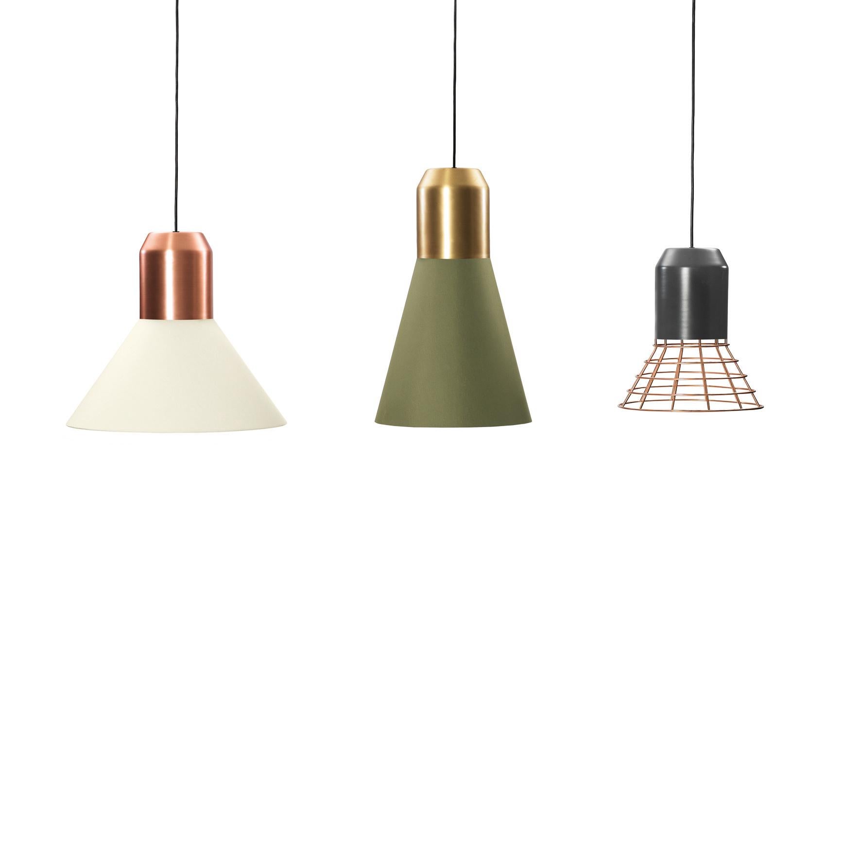 Modern ClassiCon Bell Light Pendant Lamp White Fabric with Copper by Sebastian Herkner For Sale