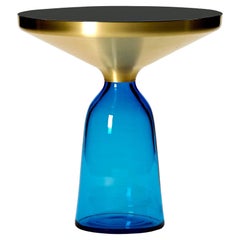 ClassiCon Bell Side Table by Sebastian Herkner, Sapphire Blue Glass & Brass