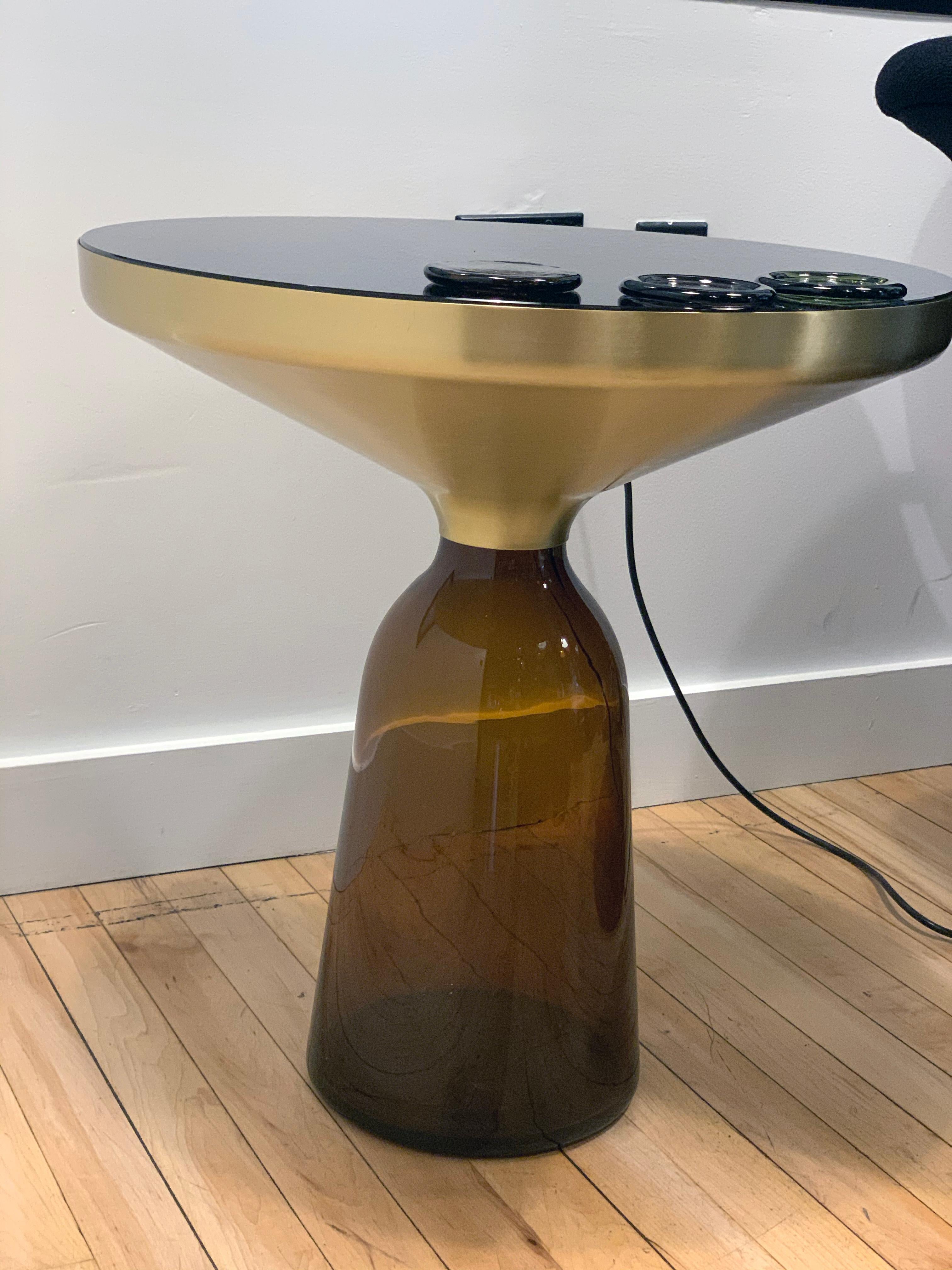 German ClassiCon Bell Side Table in Brass and Amber Designed by Sebastian Herkner