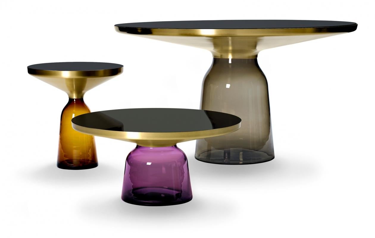 Contemporary ClassiCon Bell Side Table in Brass and Amber Designed by Sebastian Herkner