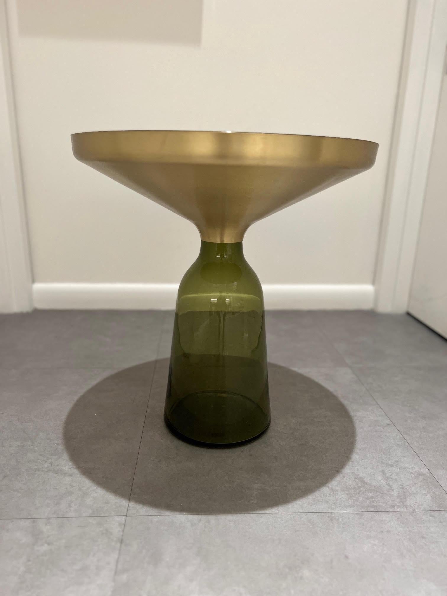 German ClassiCon Bell Side Table in Brass and Topaz Designed by Sebastian Herkner For Sale
